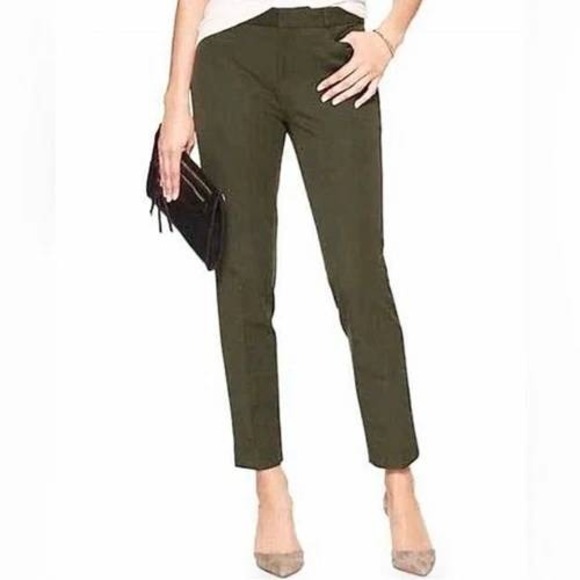 Banana Republic Sloan ARMY JACKET‎ Green Pants Slim Ankle Career Size 4 - Picture 1 of 4